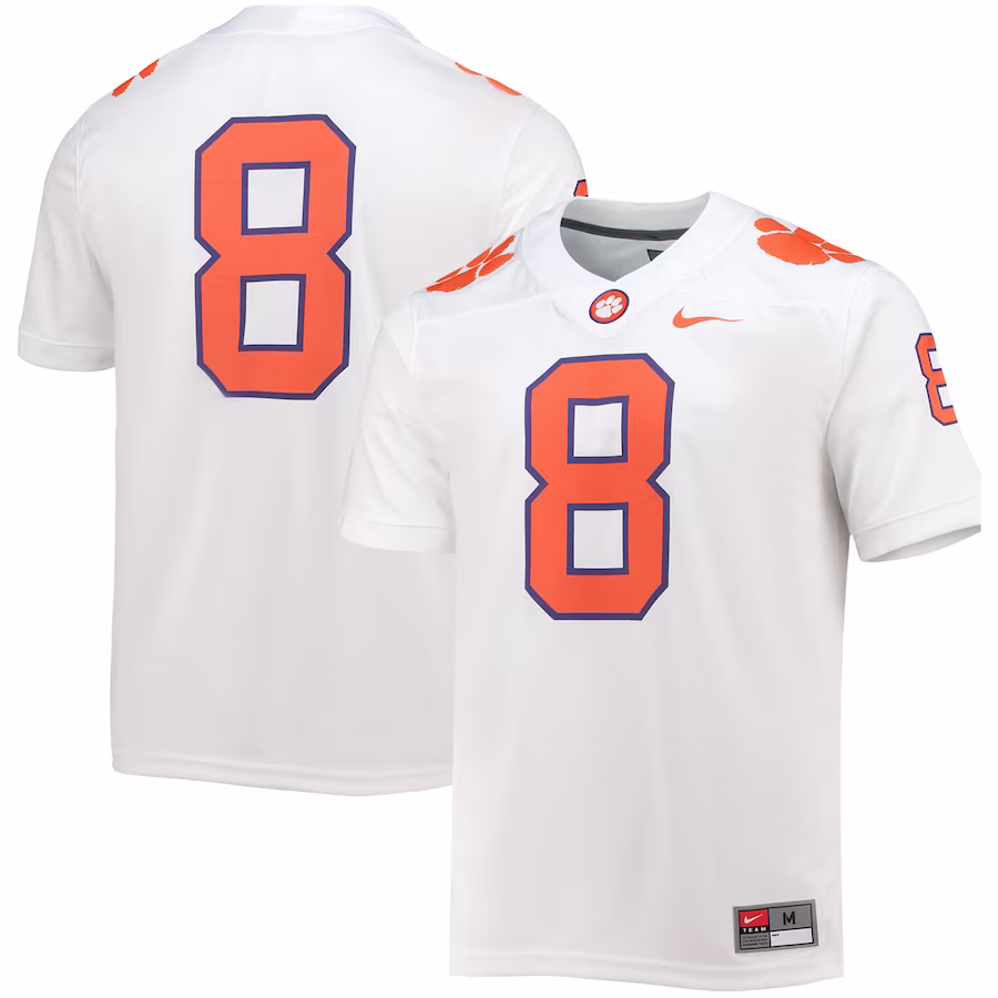 #8 Clemson Tigers Nike Game Jersey - White - SUjersey01