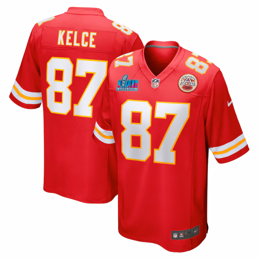 Men's Kansas City Chiefs Travis Kelce Nike Red Super Bowl LVII (2022 Season) Patch Game Jersey - SUjersey01