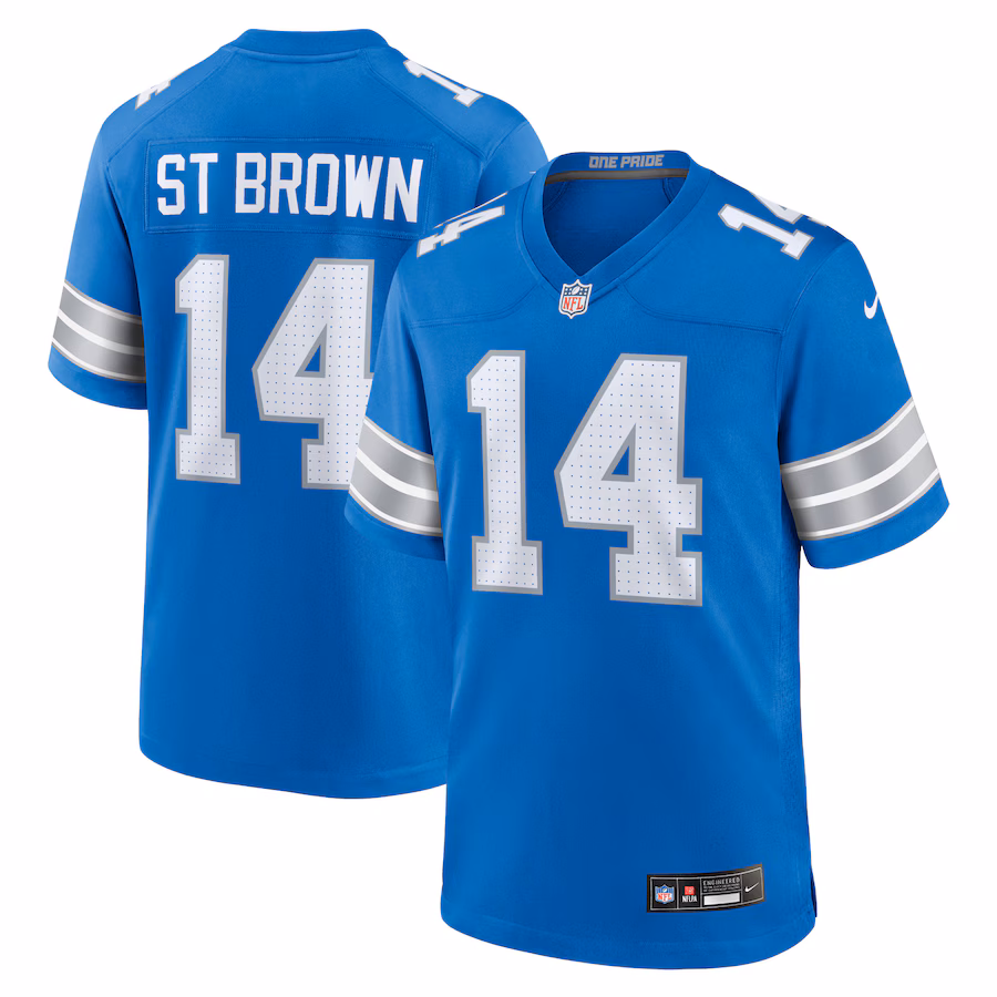 Men's Detroit Lions Amon-Ra St. Brown Nike Blue Game Jersey - SUjersey01