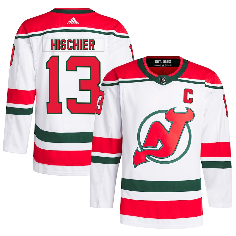 Men's New Jersey Devils Nico Hischier adidas White Alternate Primegreen Authentic Player Jersey - SUjersey01