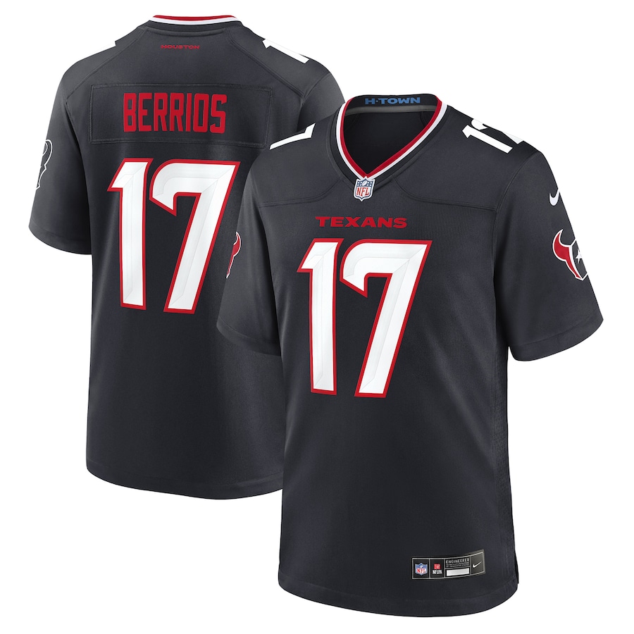 Men's Houston Texans Braxton Berrios Nike Navy Team Game Jersey - SUjersey01