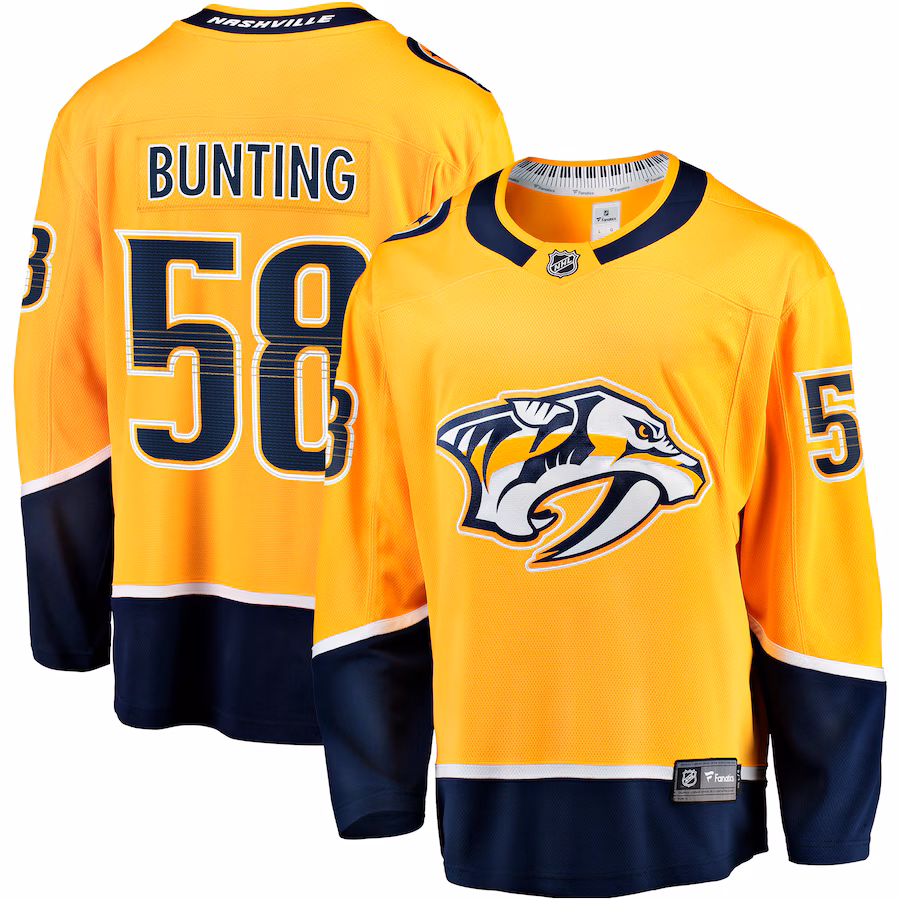 Men's Nashville Predators Michael Bunting Fanatics Gold Home Breakaway Jersey - SUjersey01