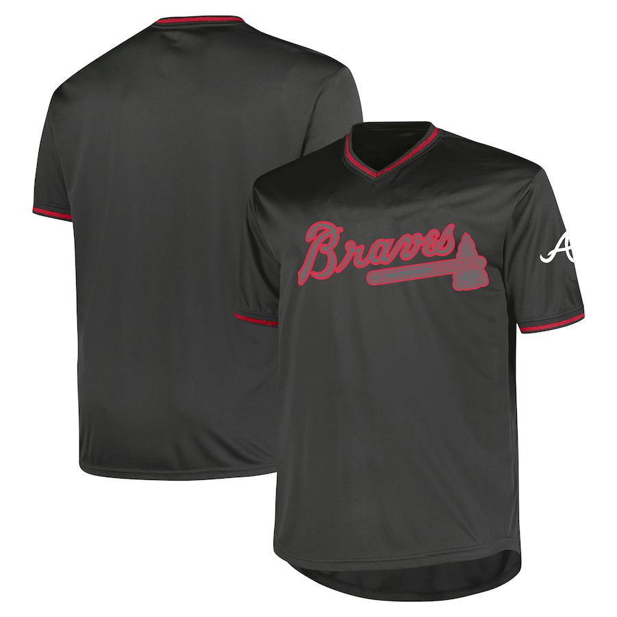 Men's Atlanta Braves Profile Charcoal Big & Tall Pop Fashion Jersey - SUjersey01