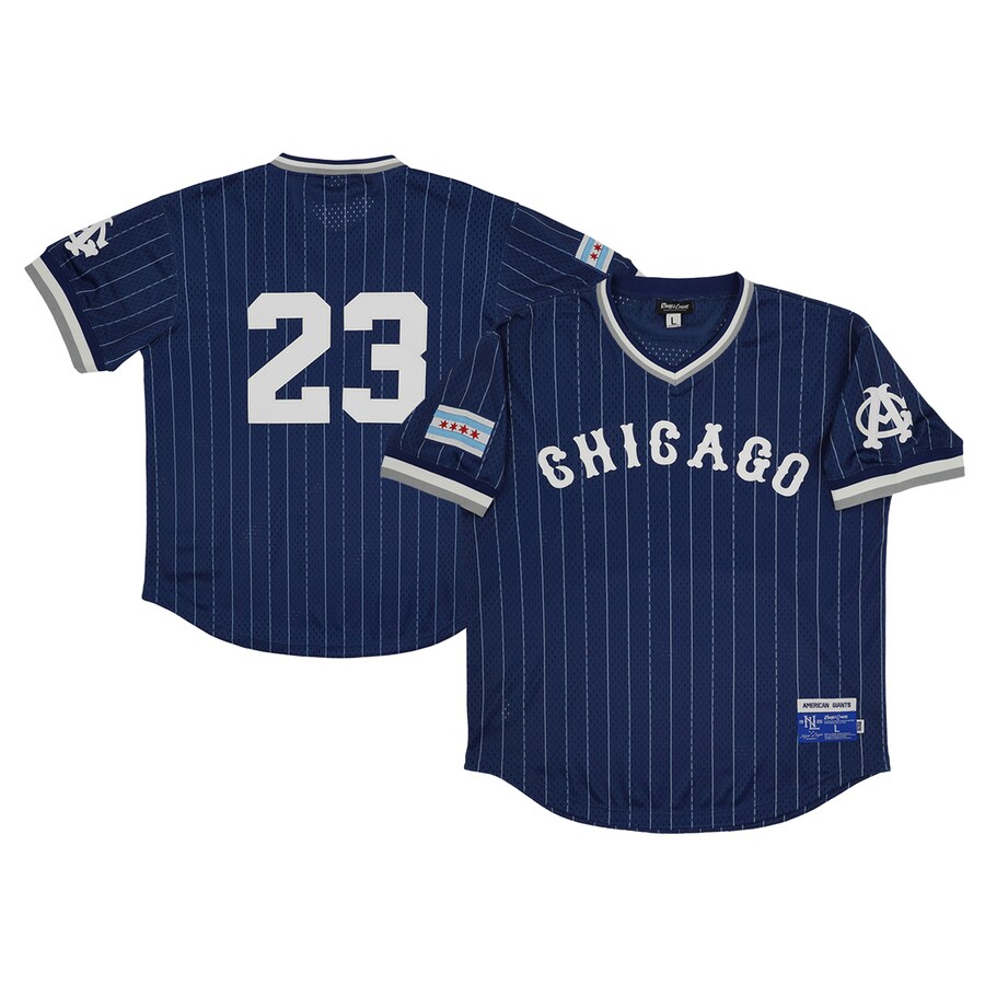 Men's Chicago American Giants #23 Rings & Crwns Navy Mesh Replica V-Neck Jersey - SUjersey01