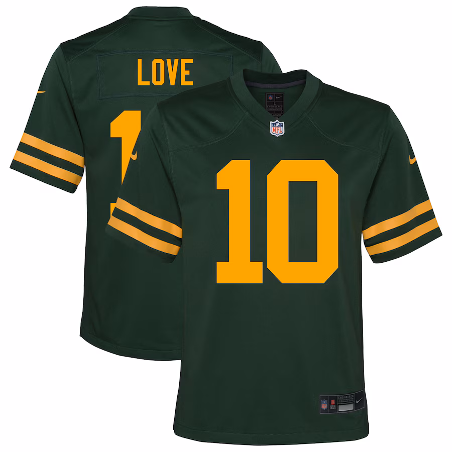 Youth Green Bay Packers Jordan Love Nike Green Alternate Game Jersey - SUjersey01