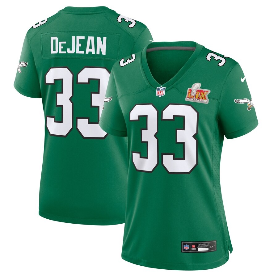 Women's Philadelphia Eagles Cooper DeJean Nike Kelly Green Super Bowl LIX 2nd Alternate Game Jersey - SUjersey01