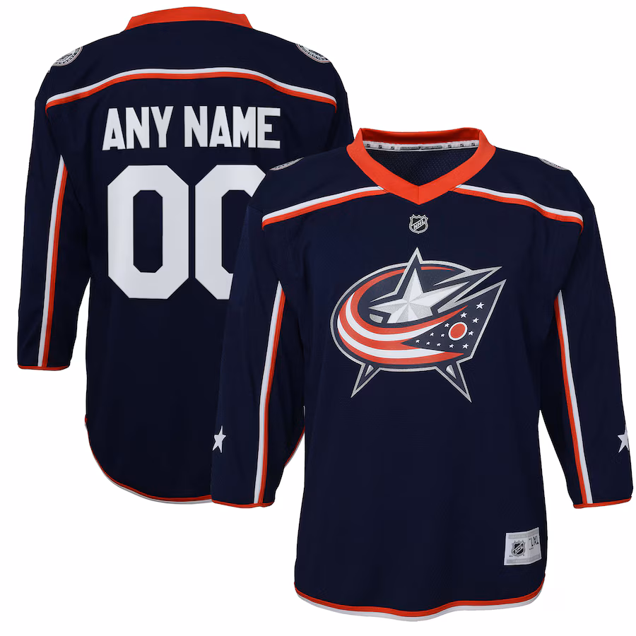 Youth Columbus Blue Jackets Navy Home Replica Custom Jersey - SUjersey01