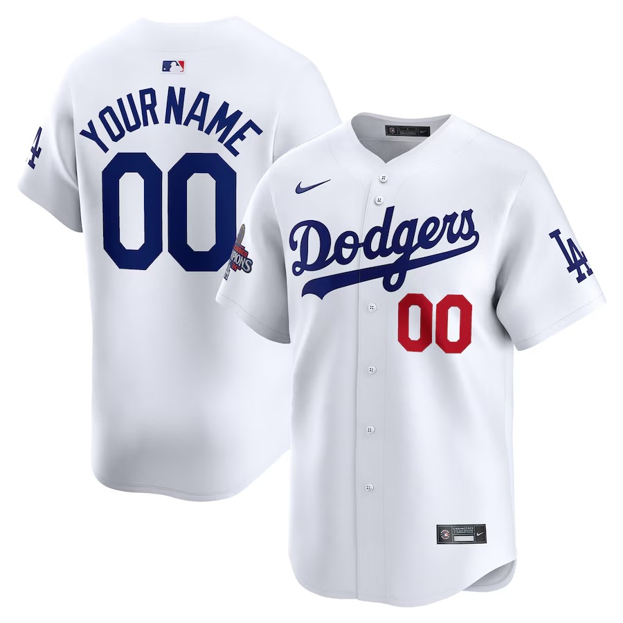 Men's Los Angeles Dodgers Nike White 2024 World Series Champions Home Custom Limited Jersey - SUjersey01