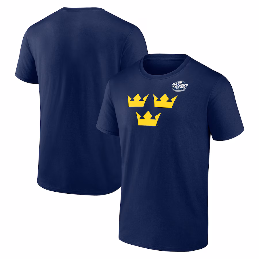 Men's Sweden Fanatics Navy 2025 4 Nations Face-Off Primary Logo T-Shirt - SUjersey01