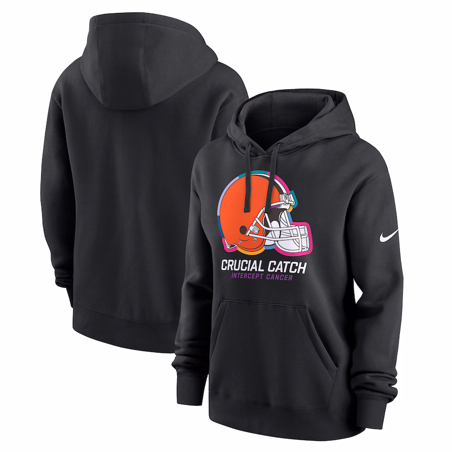 Women's Cleveland Browns  Nike Black 2024 NFL Crucial Catch Club Pullover Hoodie - SUjersey01
