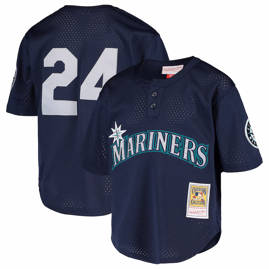 Youth Seattle Mariners Ken Griffey Jr. Mitchell & Ness Navy Cooperstown Collection Mesh Batting Practice Jersey - SUjersey01