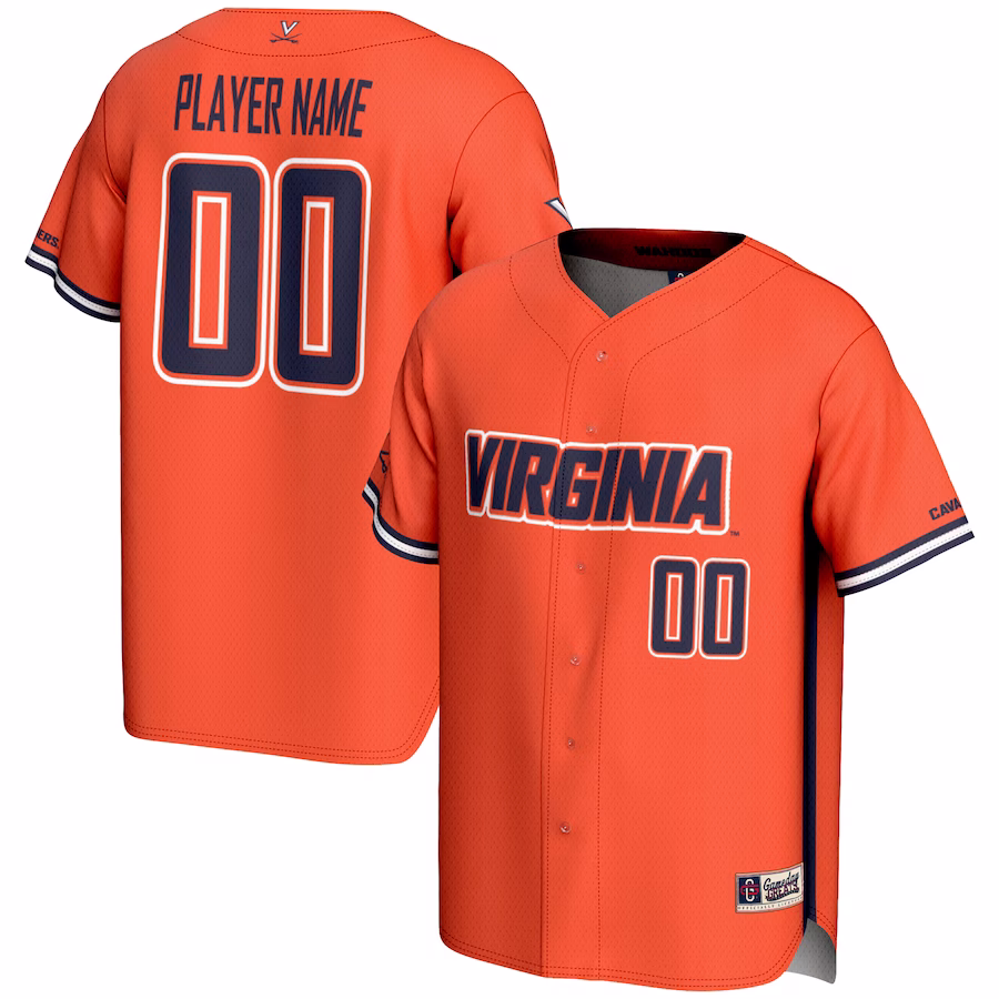 Virginia Cavaliers GameDay Greats NIL Pick-A-Player Lightweight Baseball Jersey - Orange - SUjersey01