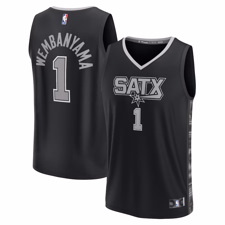 Men's San Antonio Spurs Victor Wembanyama Fanatics Black Fast Break Player Jersey - Statement Edition - SUjersey01