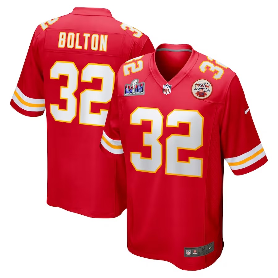 Men's Kansas City Chiefs Nick Bolton Nike Red Super Bowl LVIII Game Jersey - SUjersey01