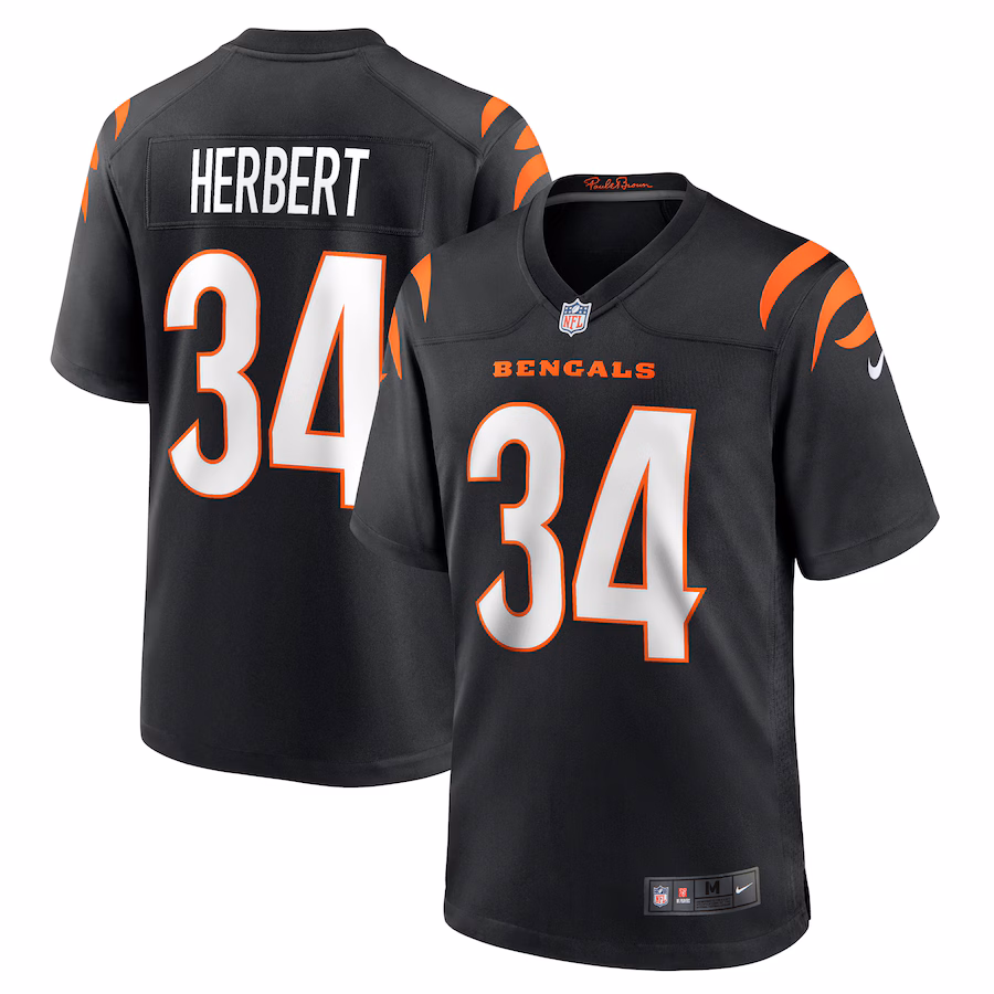 Men's Cincinnati Bengals Khalil Herbert Nike Black Game Jersey - SUjersey01