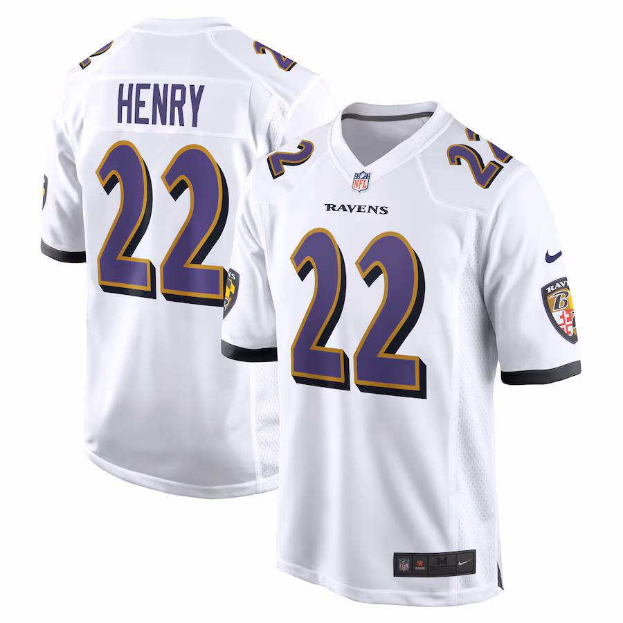 Men's Baltimore Ravens Derrick Henry Nike White White Game Jersey - SUjersey01