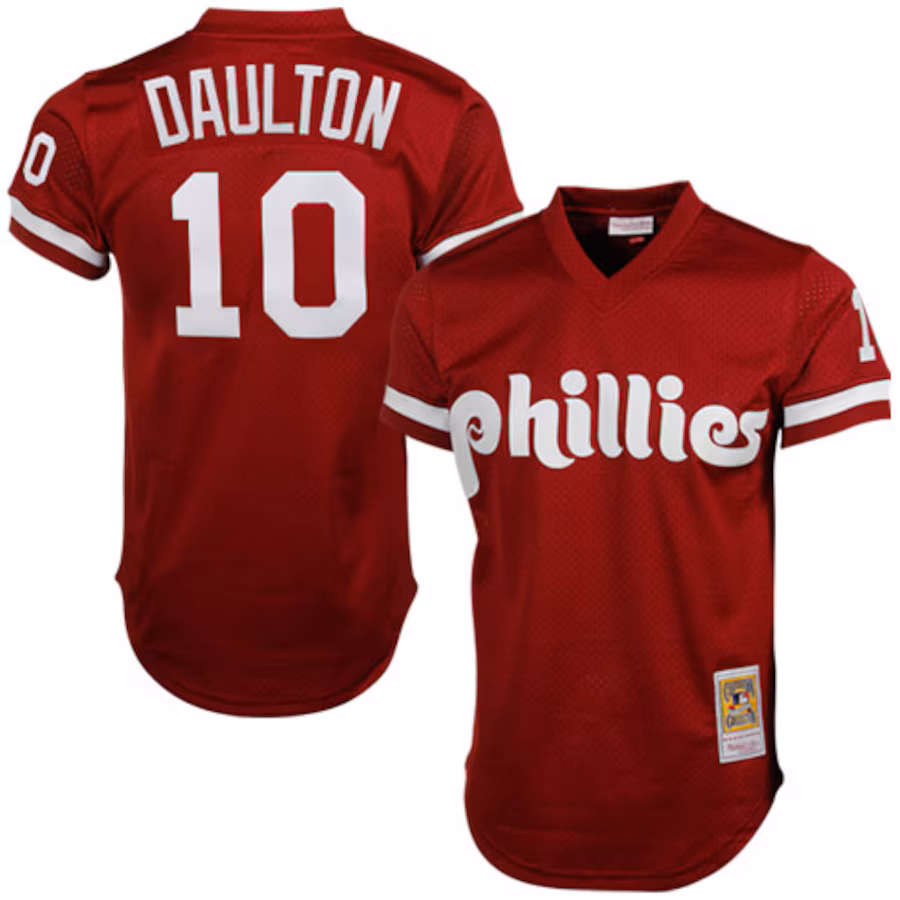 Men's Philadelphia Phillies Darren Daulton Mitchell & Ness Red Cooperstown Mesh Batting Practice Jersey - SUjersey01