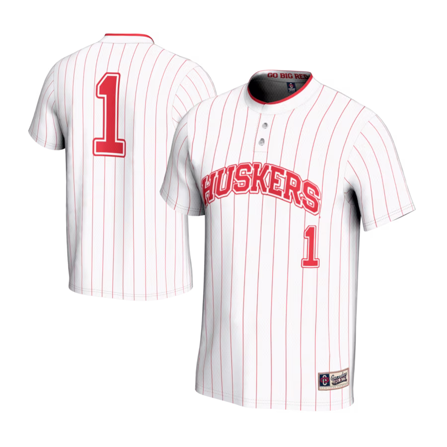 #1 Nebraska Huskers GameDay Greats Youth Lightweight Softball Jersey - White - SUjersey01