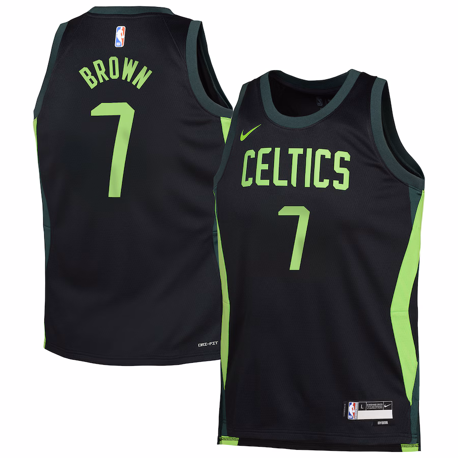 Youth Boston Celtics Jaylen Brown Nike Black 2024/25 Swingman Player Jersey - City Edition - SUjersey01