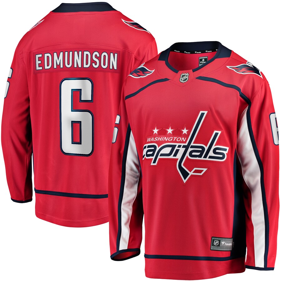 Men's Washington Capitals Joel Edmundson Fanatics Branded Red Home Breakaway Jersey - SUjersey01