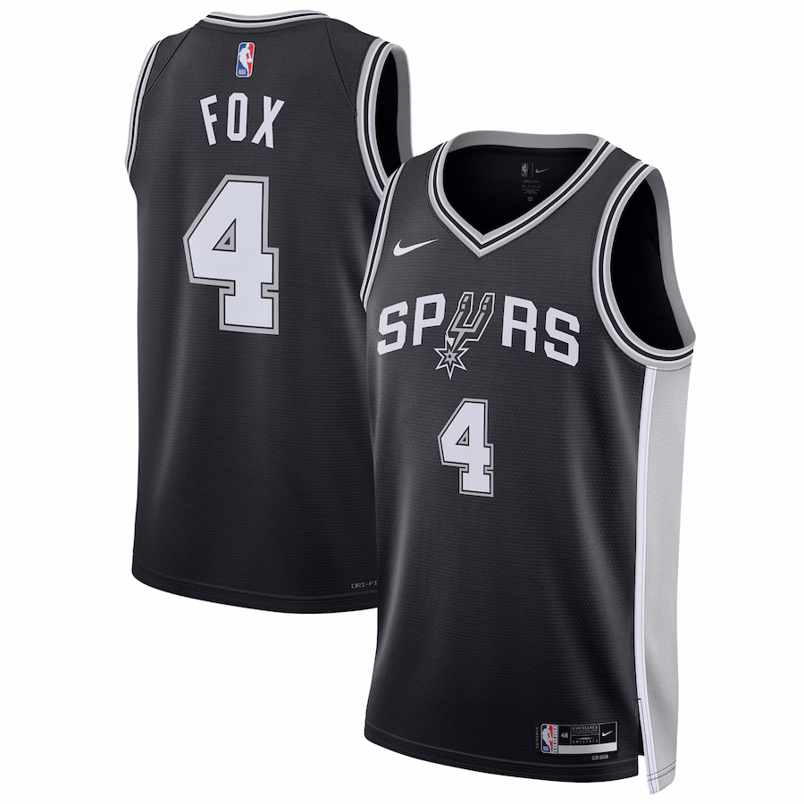 Unisex San Antonio Spurs De'Aaron Fox Nike Black Swingman Player Jersey - Icon Edition - SUjersey01