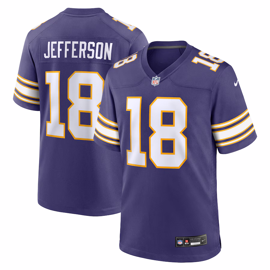 Men's Minnesota Vikings Justin Jefferson Nike Purple Classic Player Game Jersey - SUjersey01
