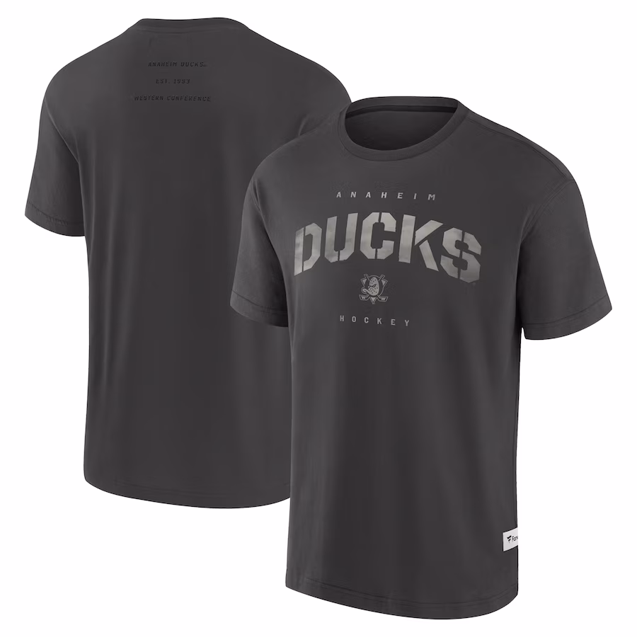 Men's Anaheim Ducks Fanatics Charcoal Elements Weathered Tonal Future Ground T-Shirt - SUjersey01