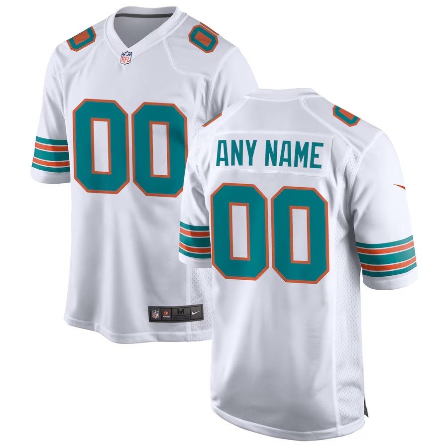Men's Miami Dolphins Nike White Alternate Custom Game Jersey - SUjersey01