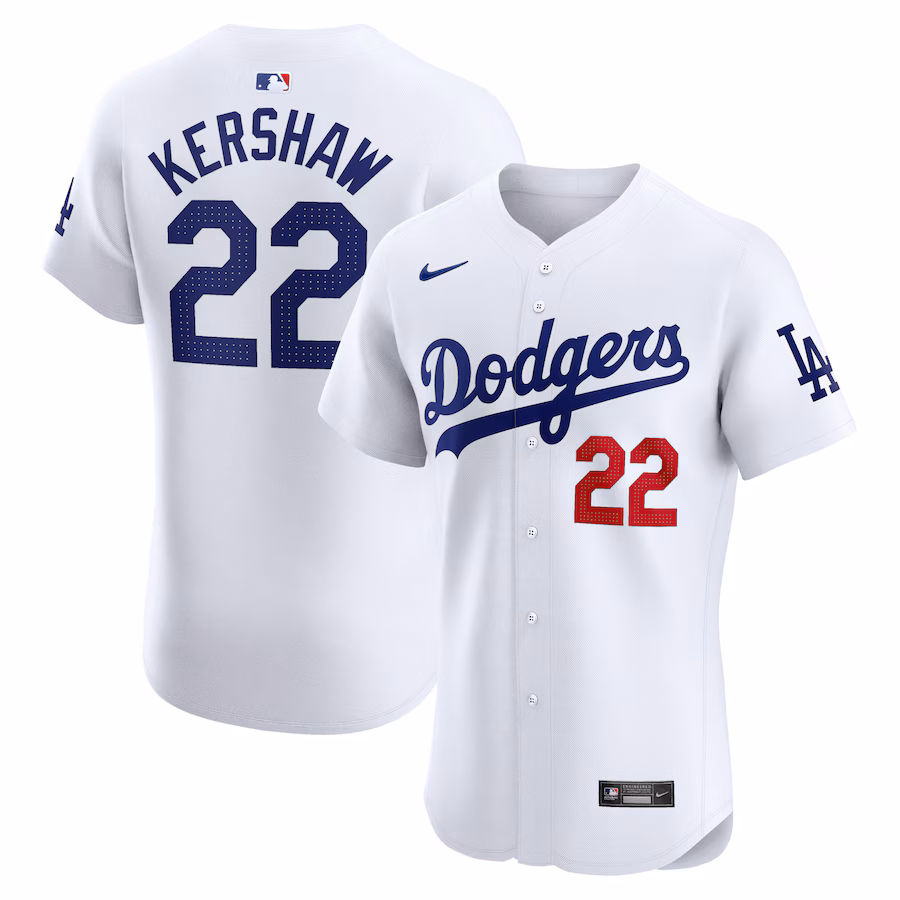 Men's Los Angeles Dodgers Clayton Kershaw Nike White Home Elite Player Jersey - SUjersey01