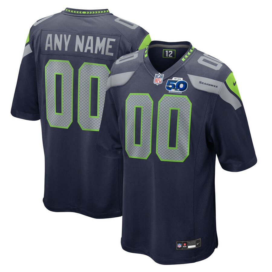 Men's Seattle Seahawks Nike College Navy 50th Season Team Custom Game Jersey - SUjersey01