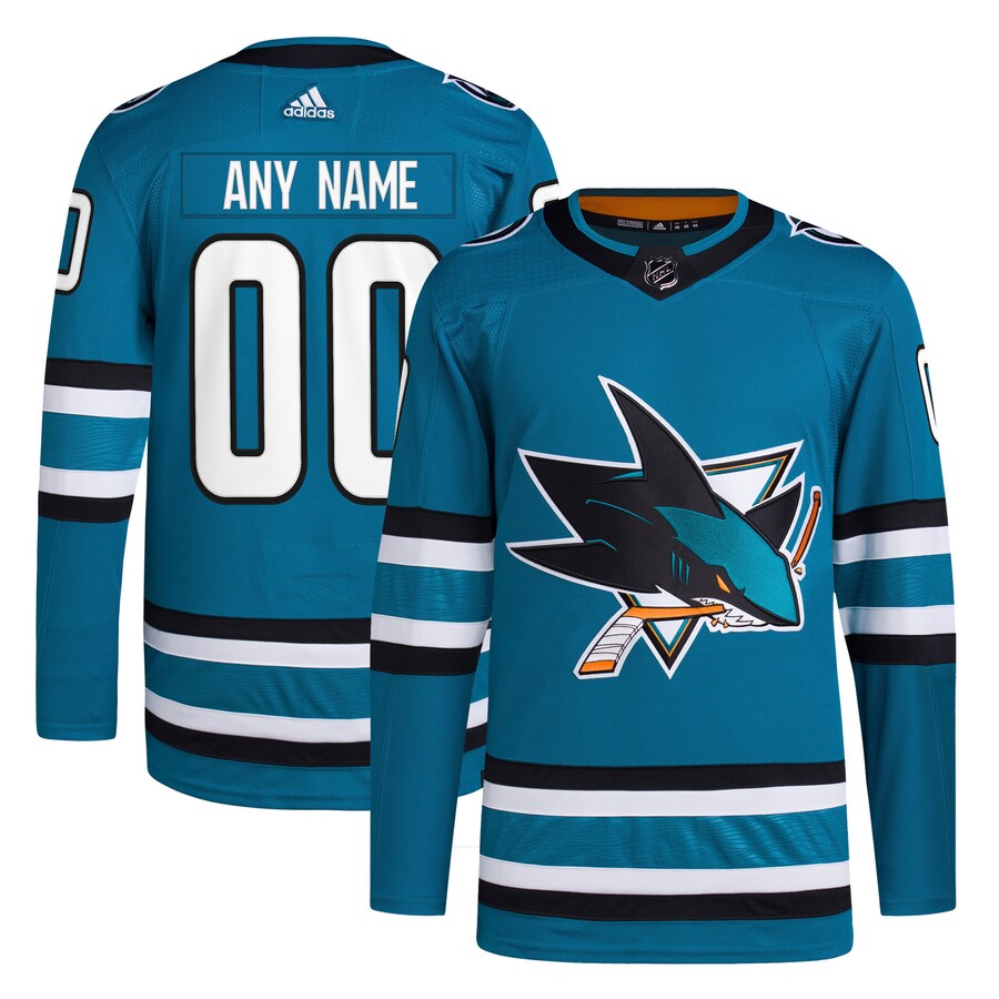 Men's San Jose Sharks adidas Teal Home Primegreen Authentic Pro Custom Jersey - SUjersey01