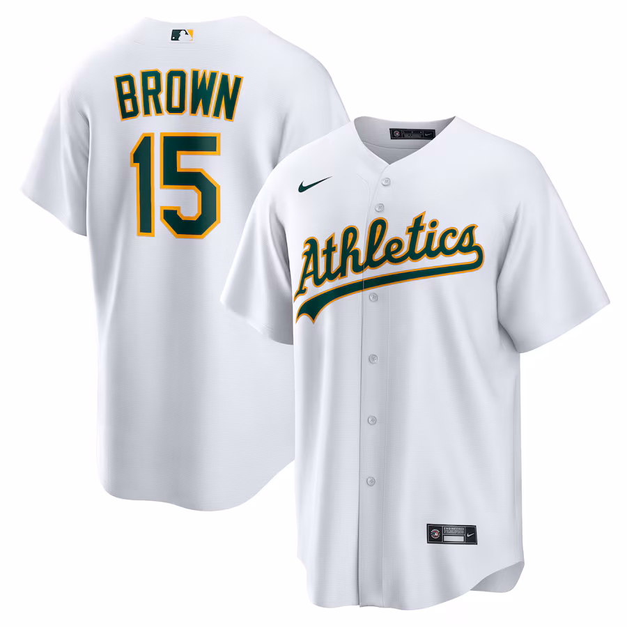 Men's Athletics Seth Brown Nike White Home Replica Jersey - SUjersey01