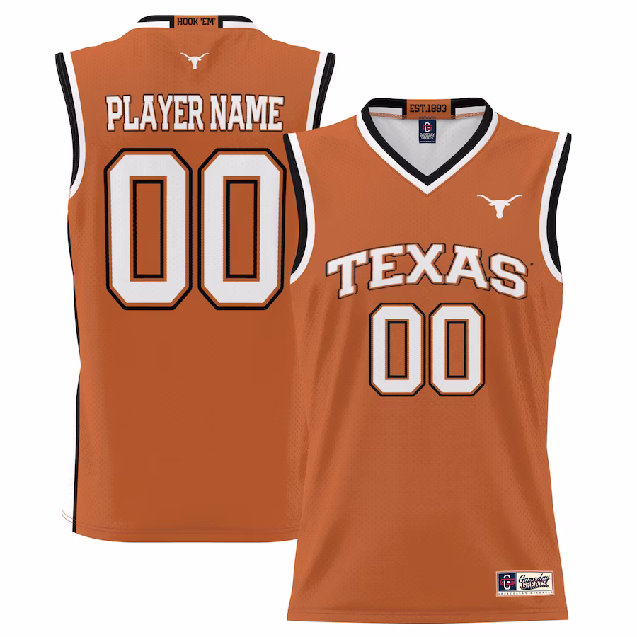 Texas Longhorns GameDay Greats Youth NIL Pick-A-Player Lightweight Basketball Fashion Jersey - Texas Orange - SUjersey01