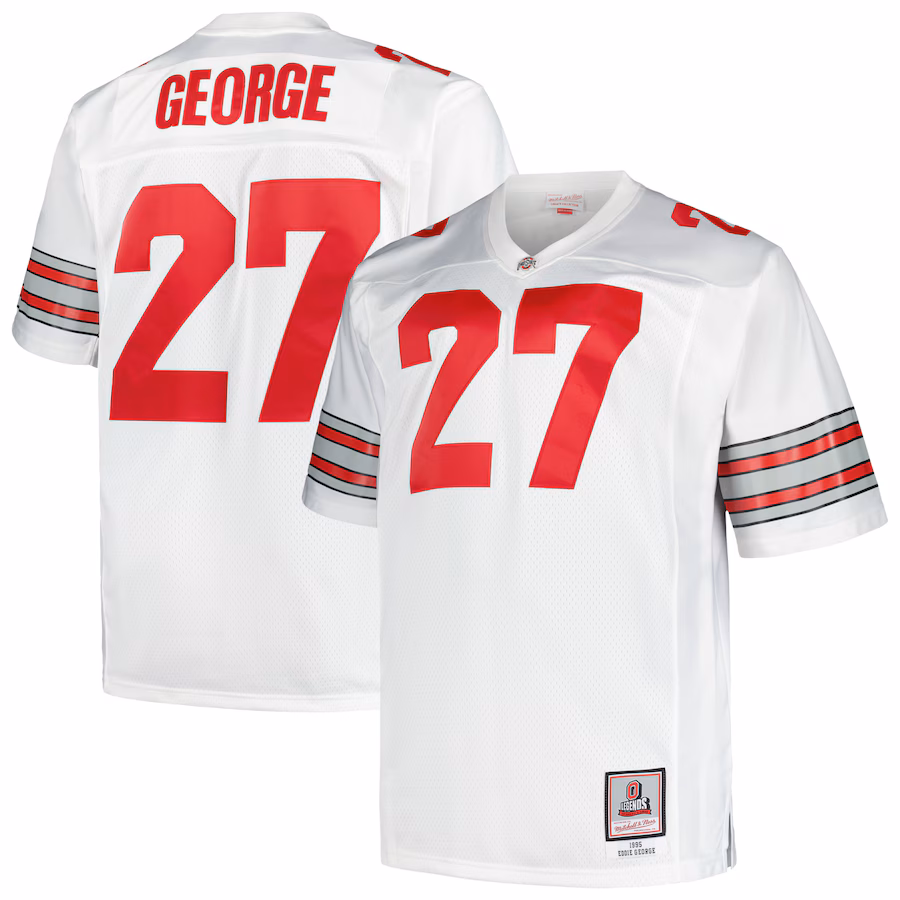 Men's Mitchell & Ness Eddie George White Ohio State Buckeyes Big & Tall Legacy Jersey - SUjersey01