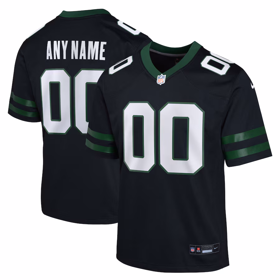 Youth New York Jets Nike Black Alternate Custom Game Jersey - SUjersey01