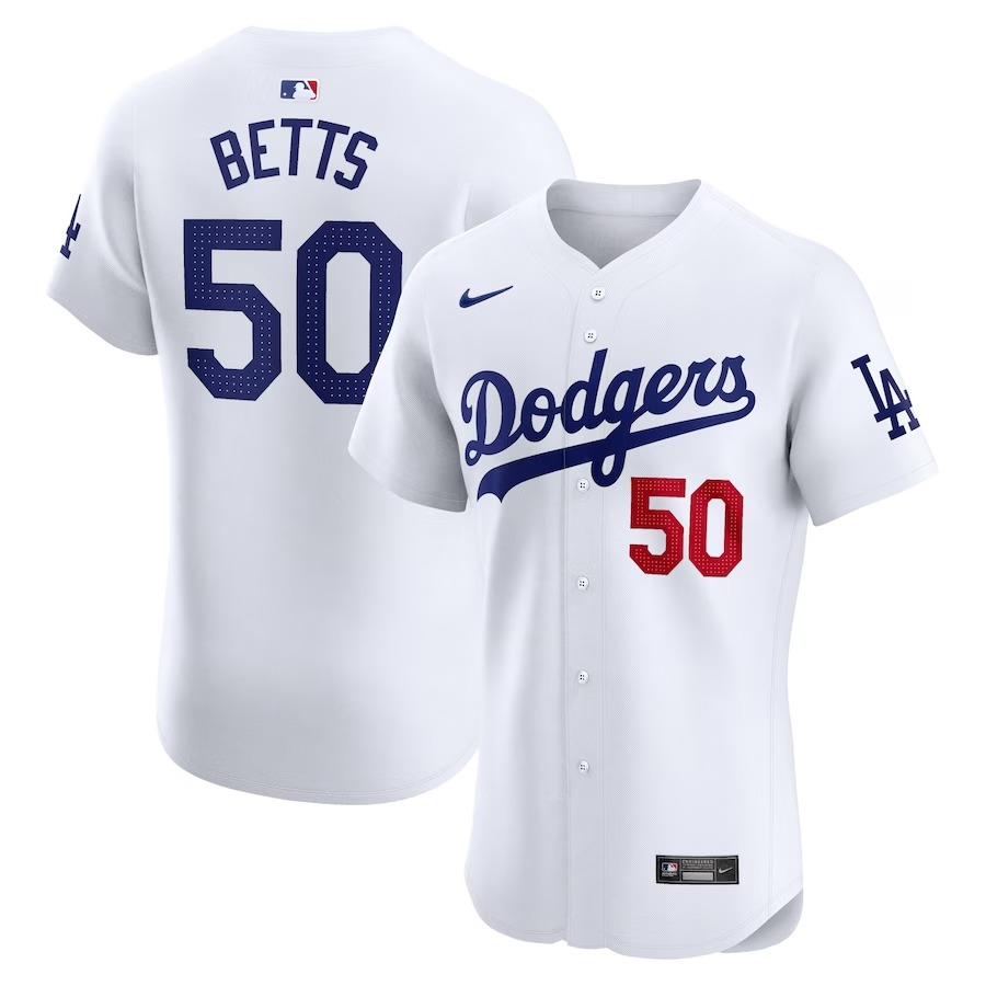 Men's Los Angeles Dodgers Mookie Betts Nike White Home Elite Jersey - SUjersey01