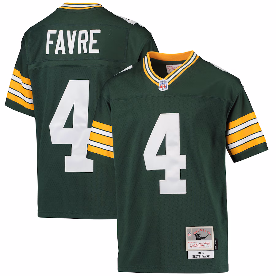 Youth Green Bay Packers Brett Favre Mitchell & Ness Green 1996 Retired Player Legacy Jersey - SUjersey01