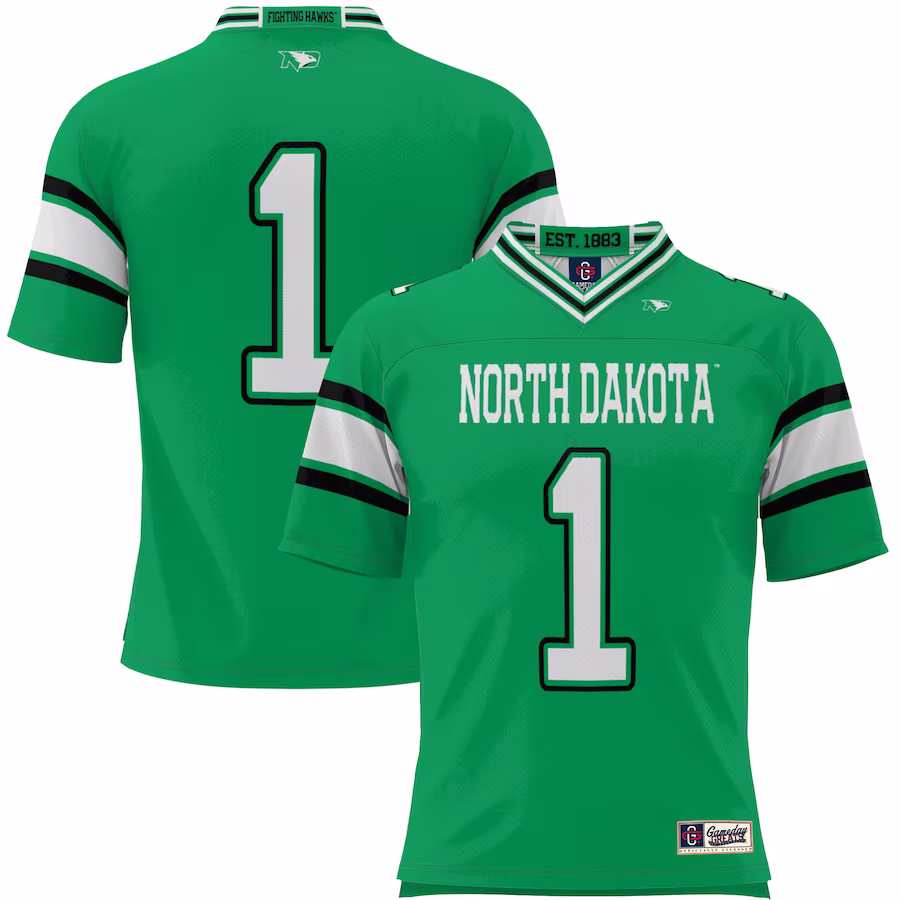 #1 North Dakota GameDay Greats Endzone Football Jersey - Kelly Green - SUjersey01