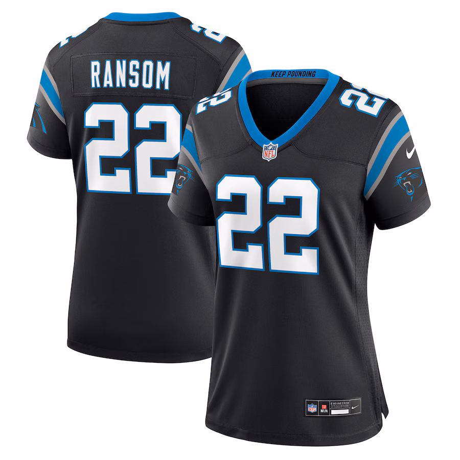 Women's Carolina Panthers Lathan Ransom Nike Black Team Game Jersey - SUjersey01