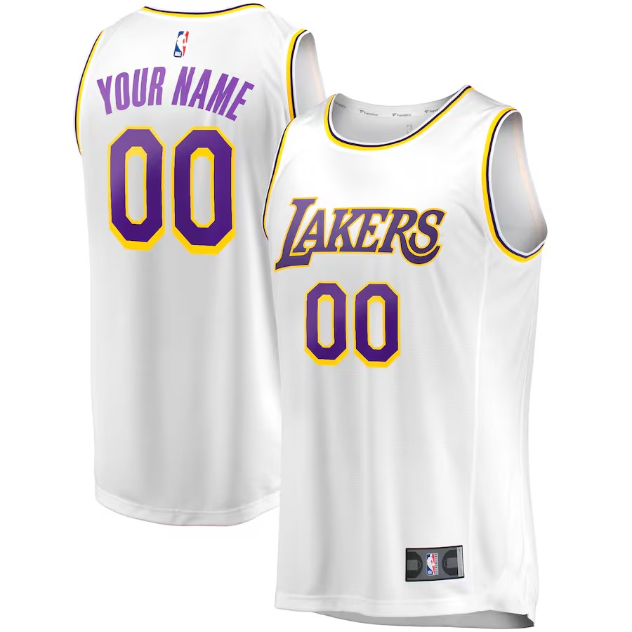 Men's Los Angeles Lakers Fanatics White Fast Break Custom Replica Jersey - Association Edition - SUjersey01
