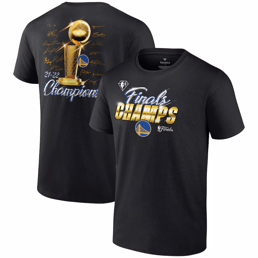 Men's Golden State Warriors Fanatics Black 2022 NBA Finals Champions Forward Roster Signature T-Shirt - SUjersey01