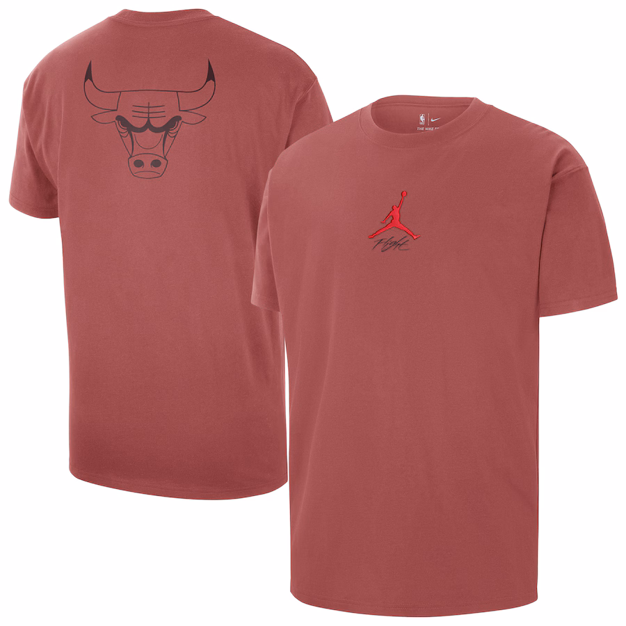Men's Chicago Bulls Jordan Brand Red Statement Edition Jumpman Flight Heavyweight T-Shirt - SUjersey01