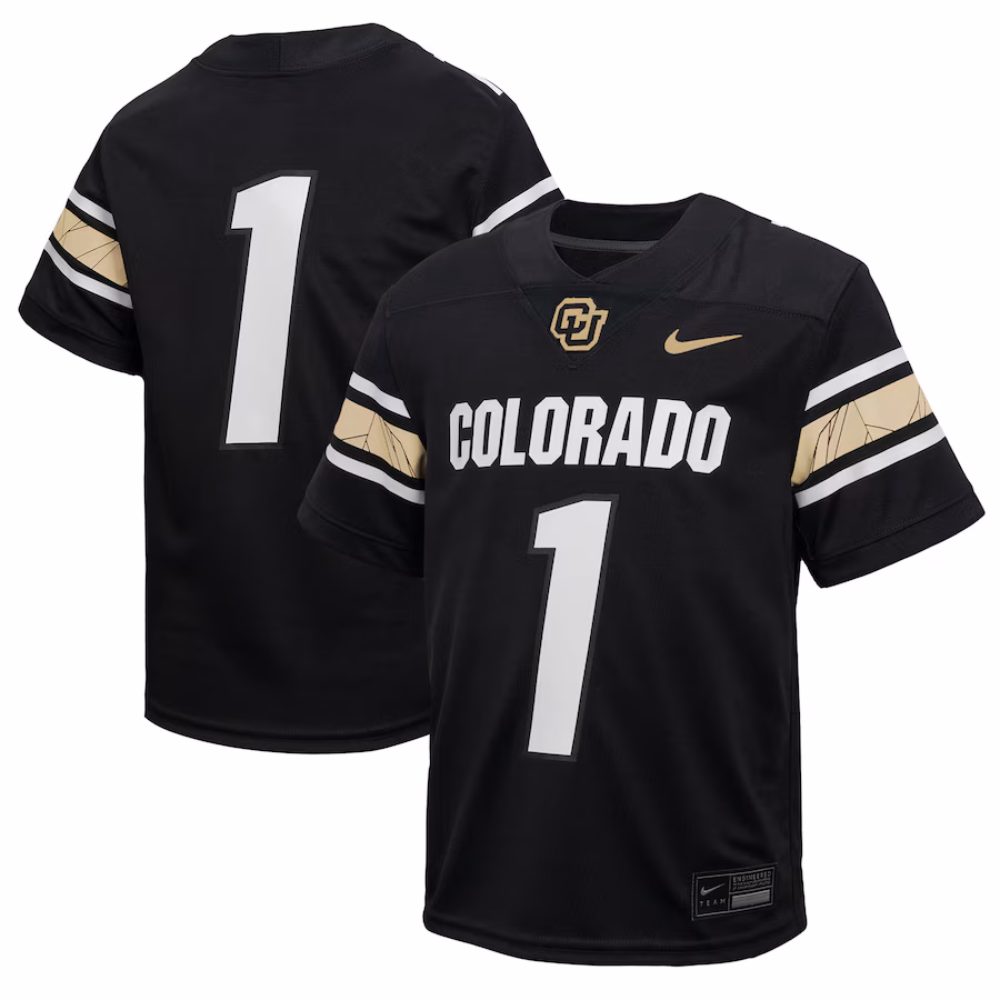 Youth Nike #1 Black Colorado Buffaloes Throwback Replica Jersey - SUjersey01