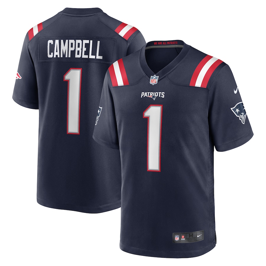 Men's New England Patriots Will Campbell Nike Navy 2025 NFL Draft First Round Pick Game Jersey - SUjersey01