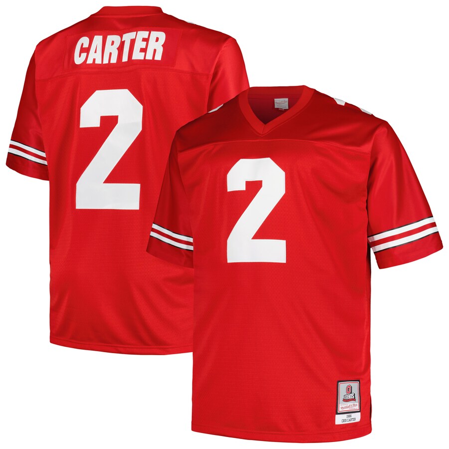 Men's Mitchell & Ness Cris Carter Scarlet Ohio State Buckeyes Big & Tall Legacy Jersey - SUjersey01