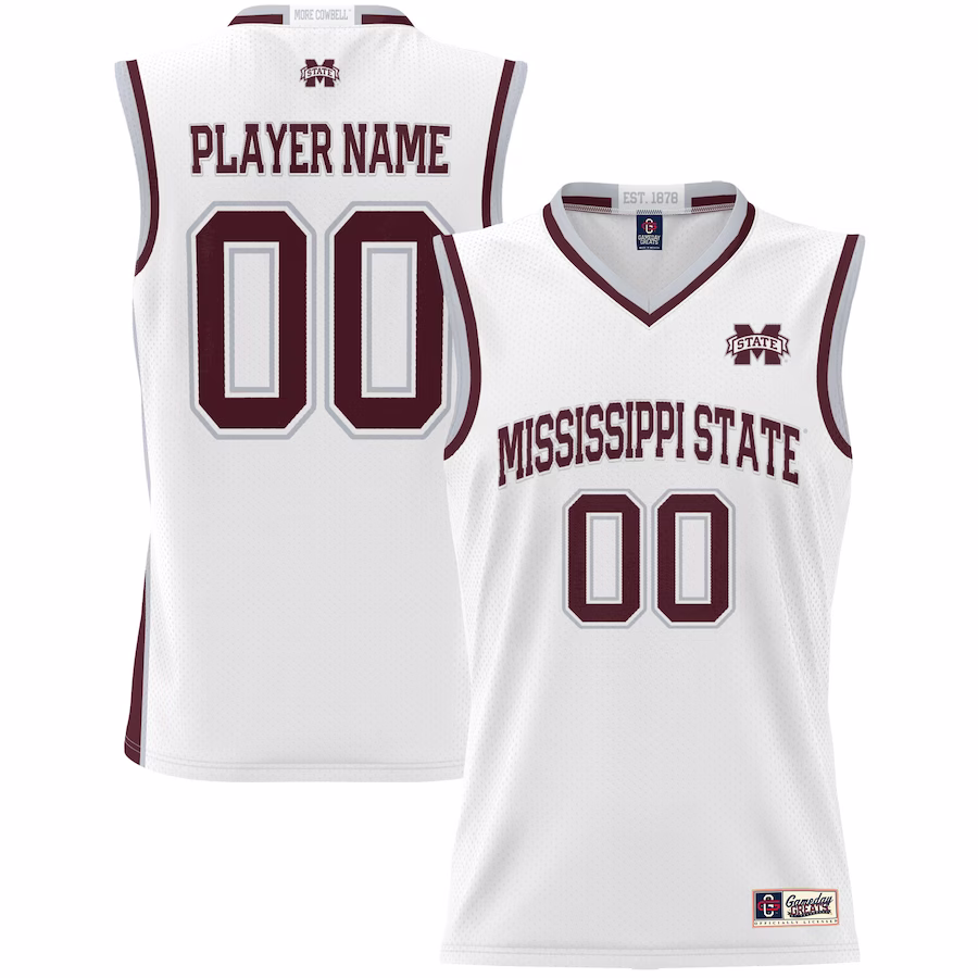 Mississippi State Bulldogs GameDay Greats Unisex  Lightweight NIL Pick-A-Player Basketball Jersey - White - SUjersey01
