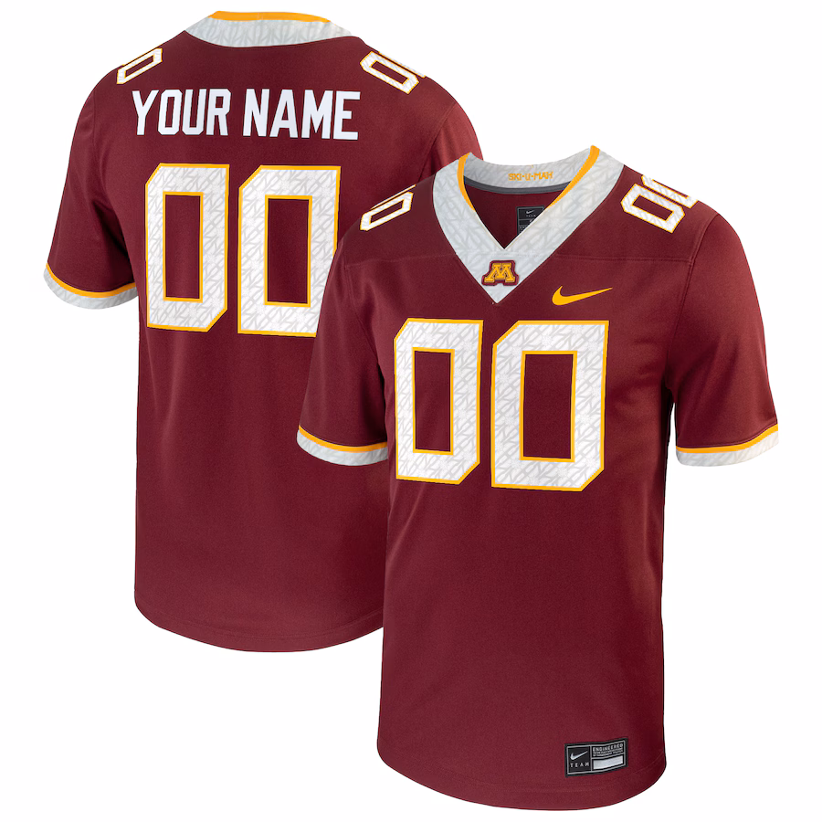 Men's Nike  Maroon Minnesota Golden Gophers Football Custom Game Jersey - SUjersey01