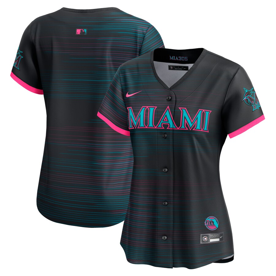Women's Miami Marlins Nike Black 2025 City Connect Limited Jersey - SUjersey01