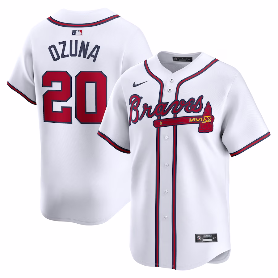 Men's Atlanta Braves Marcell Ozuna Nike White Home Limited Player Jersey - SUjersey01