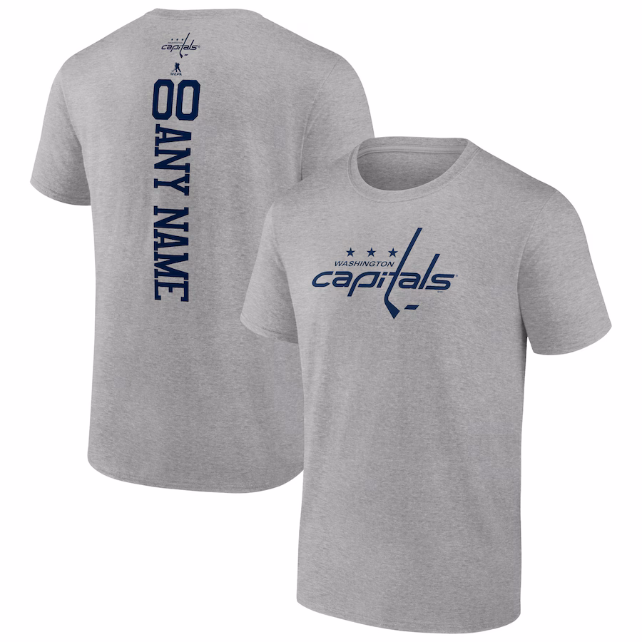 Men's Washington Capitals Heather Gray Personalized Name & Number T-Shirt - SUjersey01